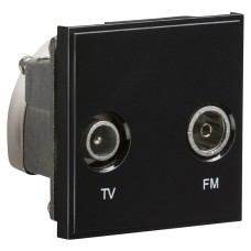 Knightsbridge 1 Gang TV + FM/DAB Outlet Diplexer Euro Module - Black