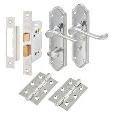 Exel Ashmead Bathroom Lock Door Handle Kit - Polished Chrome