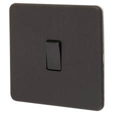 Knightsbridge 10AX 1 Gang Intermediate Screwless Flat Plate Light Switch - Smoked Bronze