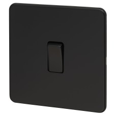 Knightsbridge 10AX 1 Gang Intermediate Screwless Flat Plate Light Switch - Matt Black
