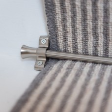 Exel Lines Stair Rod with Fluted Finials - 900mm Length - Satin Nickel