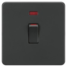 Knightsbridge 45A 1 Gang Screwless Double Pole Cooker Switch with Neon - Anthracite Grey 