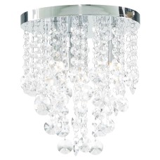 Forum Spa Celeste 4 Light Flush Ceiling Light - Polished Chrome Fittings & Crystal Droplets