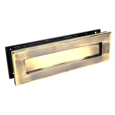 From The Anvil Traditional Letter Plate - 315 x 92mm - Door Thickness 42-72mm - Aged Brass