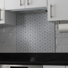 Exel Aluminium Kitchen Splashback - 600 x 750mm - Gloss White Geometric