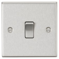 Knightsbridge 10AX 1 Gang 2 Way Square Edge Plate Light Switch - Brushed Chrome