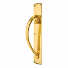 Carlisle Brass Offset Door Pull Handle on Plate - Screw Fix - 450 x 75mm - LH - Polished Brass