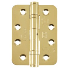 Eclipse Radius Ball Bearing Grade 13 Butt Fire Door Hinge - 102 x 76 x 3mm - Polished Brass - Pair