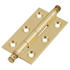 Solid Drawn Finial Butt Cabinet Hinge - 50 x 28 x 1.45mm - Polished Brass - Pair