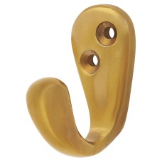 Alexander & Wilks Victorian Single Coat Hook - 44 x 23mm - Polished Unlacquered Brass