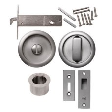 FVG Round Flush Privacy Set with Bolt - Satin Nickel