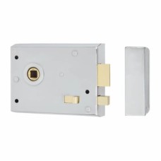 Exel Rim Lock with Snib - 105 x 80mm - Satin Chrome