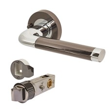 Excel Polished Chrome/Black Nickel Smartlatch Privacy Door Handles on Round Rose - Argo Range