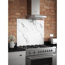 Self Adhesive Glass Kitchen Splashback - 750 x 900mm - Carrara Marble