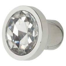 Exel Flat Crystal Glass Cabinet Knob - 21mm Diameter - Polished Chrome