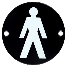 Exel Male Toilet Door Sign - 75mm Diameter - Matt Black