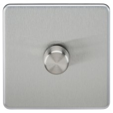 Knightsbridge 5 - 150W 1 Gang 2 Way Push On/Off Rotary Intelligent LED Dimmer Switch - Brush Chrome