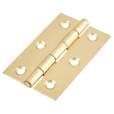 Steel Butt Door Hinge - 75 x 50mm - Polished Brass - Pair