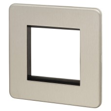 Knightsbridge 1 Gang 2 Module Euro Screwless Faceplate - Brushed Chrome