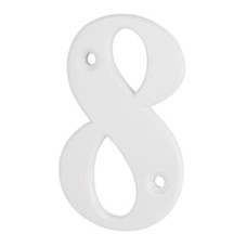 79mm Screw Fix Door Numeral - 8 - White