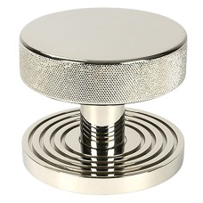 From The Anvil Brompton Round Knurled Centre Door Knob on Beehive Rose - 90mm Rose - Polished Nickel