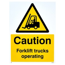 Exel Caution Fork Lift Trucks Sign - 300 x 400mm - Rigid Plastic