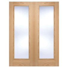 LPD Vancouver Clear Glazed Pre-Finished Internal French Doors - 1981 x 1168 x 40mm - Oak 