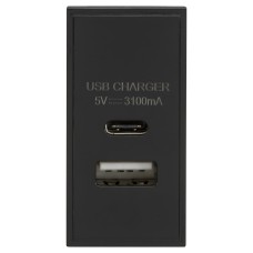 Knightsbridge Type A/C USB Charger Euro Module - 3.1A - Black