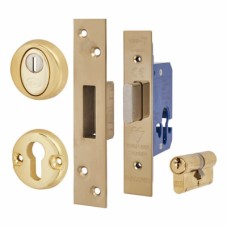 Hampstead BS3621 Euro Deadlock & Double Cylinder - 65mm Case - 44mm Backset - Square - PVD Brass 