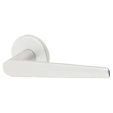 Urfic Satin Aluminium Door Handles on Round Rose - Easy Click Neptune Range 