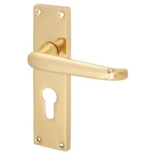 Exel Polished Brass Victorian Straight Euro Lock Door Handle - 155 x 42mm