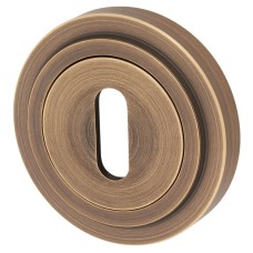 Burlington BUR60 by Frelan Escutcheon with Stepped Rose - 53mm Diameter - Keyhole - Antique Brass