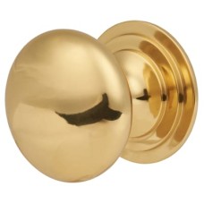 Exel Victorian Turned Round Cabinet Knob - 50mm Diameter - Polished Brass