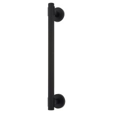 Hampstead Knurled T-Bar Door Pull Handle on Rose - Screw Fix - 300mm Centres - Matt Black