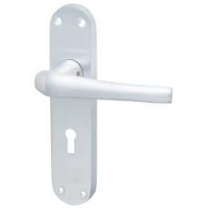 Hampstead Satin Chrome Keyhole Lock Door Handle - Naples Range - 182 x 40mm