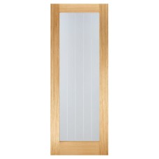 LPD Mexicano Pattern 10 Clear Glazed & Frosted Lines Pre-Finished Internal Door - 1981 x 838mm - Oak