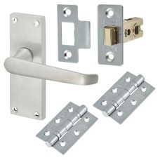 Exel Victorian Latch Door Handle Kit - Short Plate - Satin Chrome
