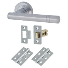 Exel Dakota Latch Door Handle on Rose Kit - Satin Chrome