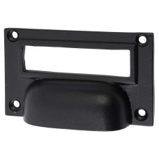 Olde Forge Cabinet Cup Handle - Card Holder - 75mm Centres - Black Iron