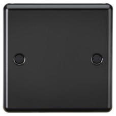 Knightsbridge 1 Gang Round Edge Blank Plate - Matt Black