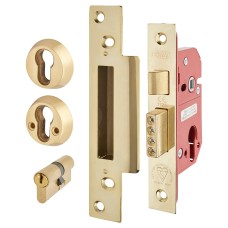 ERA Fortress BS3621:2017 Euro Profile Sashlock - 76mm Case - 56mm Backset - Polished Brass