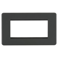 Knightsbridge 2 Gang 4 Module Euro Screwless Faceplate - Anthracite