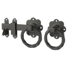 Medium Duty Twisted Ring Gate Latch - 152mm Throw - Black Powder Coated