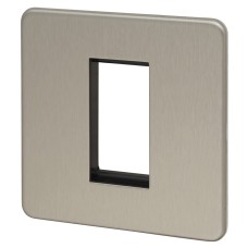 Knightsbridge 1 Gang 1 Module Euro Screwless Faceplate - Brushed Chrome
