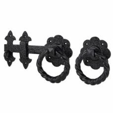 Heavy Duty Twisted Ring Gate Latch - 230 x 98mm - Black Powder Coated