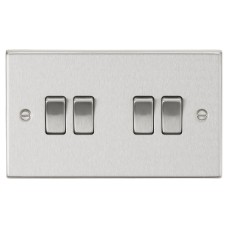 Knightsbridge 10AX 4 Gang 2 Way Square Edge Plate Light Switch - Brushed Chrome