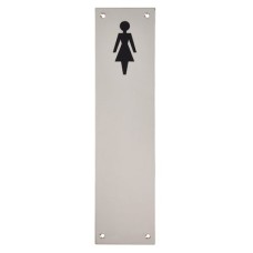 Exel Finger Plate - Ladies Toilet Door Sign - 300 x 75mm - Polished Stainless Steel