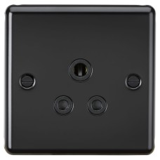Knightsbridge 5A Round Edge Unswitched Round Pin Socket - Matt Black