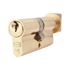 Eurospec 5 Pin 60mm Euro Thumbturn Cylinder - 30mm Turn + 30mm - Polished Brass - Keyed Alike