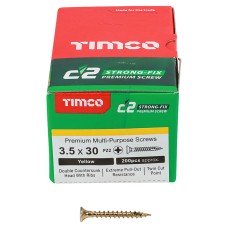 TIMCO C2 Strong-Fix Pozi Double Countersunk Wood Screws - 3.5 x 30mm - Yellow Zinc - Pack of 200